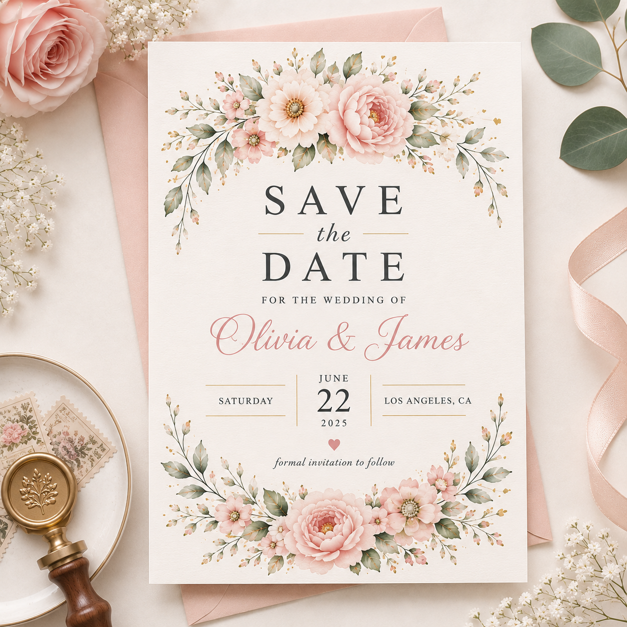 Fujimi Wedding Save the Date Template – Editable Printable Digital Download